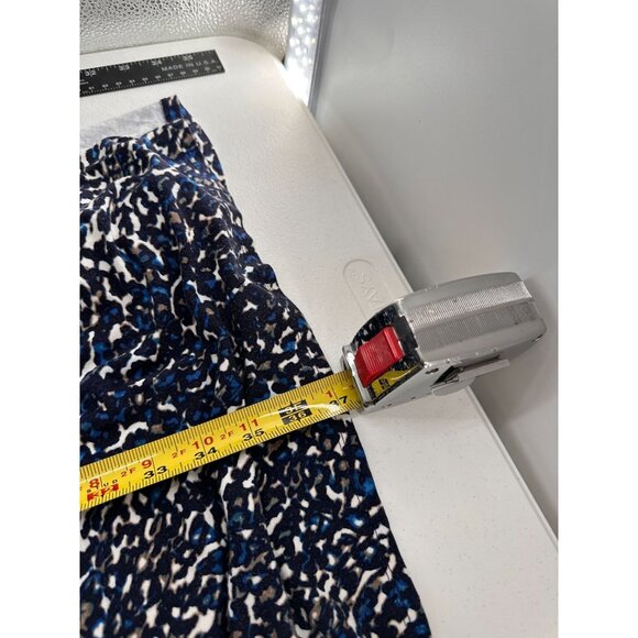 Ann Taylor Petite Midi Wrap Dress M Leopard Print 3/4 Sleeve Navy/White/Blue - Picture 4 of 7